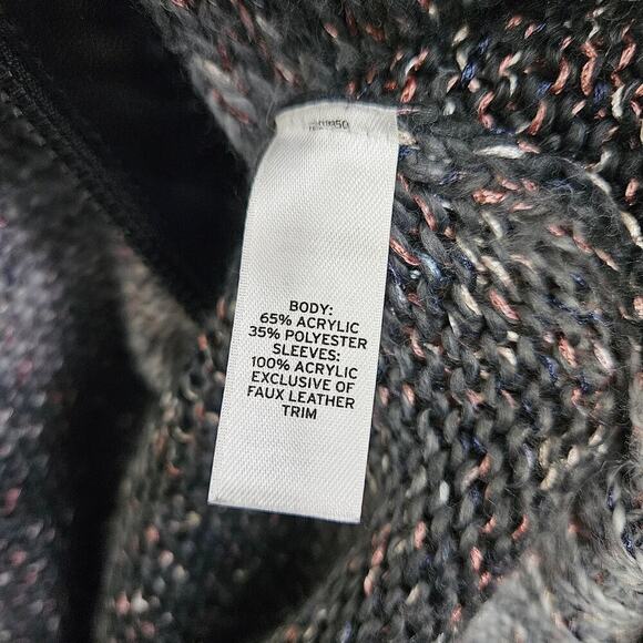 Anthropologie Trouve Zip-Up Ombre Cardigan Faux Leather Trim Size M - Picture 8 of 8